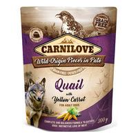 Carnilove Pouch Pate vådfoder m. vagtel & gule gulerødder - 300g.
