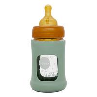 Hevea Glas Sutteflaske Wide Neck med Sleeve 150 ml, Seafoam Blue - 1 stk.