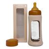 Hevea Glas Sutteflaske Wide Neck med Sleeve 250 ml, Sand - 1 stk.