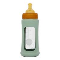 Hevea Glas Sutteflaske Wide Neck med Sleeve 250 ml, Seafoam Blue - 1 stk.