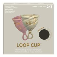Hevea LOOP Menstrationskop size 2+3 Combo-Pack, Golden Sand & Golden Rosewood - 2 stk.