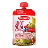 Semper Frugtgrød m. Æble, Hindbær, Banan & Blåbær 6 mdr. - 120 g.