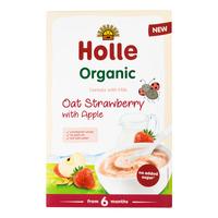 Holle Fuldkorsgrød med mælk, jordbær og æble Ø - 250 g.