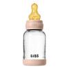 BIBS Glass Baby Bottle Round Latex 120 ml. Slow Flow Blush - 1 stk.