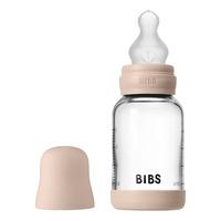 BIBS Glass Baby Bottle Round Silicone 120 ml. Slow Flow Blush - 1 stk.