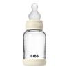 BIBS Glass Baby Bottle Round Silicone 120 ml. Slow Flow Ivory - 1 stk.