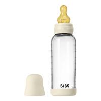 BIBS Glass Baby Bottle Round Latex 240 ml. Medium Flow Ivory - 1 stk.