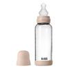 BIBS Glass Baby Bottle Round Silicone 240 ml. Medium Flow Blush - 1 stk.