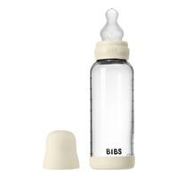 BIBS Glass Baby Bottle Round Silicone 240 ml. Medium Flow Ivory - 1 stk.