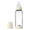 BIBS Glass Baby Bottle Round Silicone 240 ml. Medium Flow Ivory - 1 stk.