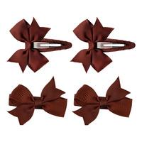 SOHO Ayla Sløjfe Hårspænder Brown - 4 stk.