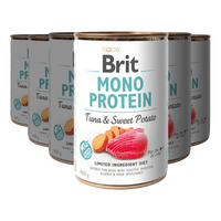 Brit Mono Protein vådfoder m. tun & sweet potato - 6 x 400 g.