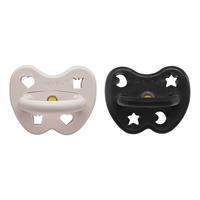 Hevea Oorthodontic Teat 3-36 Months - Noir X Linen  - 2 stk.